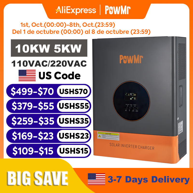 PowMr 10KW 5KW Inverter Fase T - Split Phase Inverter 10Kw 110V 220V ulasan dan harga