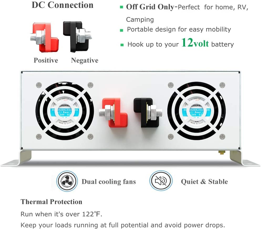 Inverter Surya Off Grid 24V 12 - Inverter Pure Sine Wave 60Hz 120V 3000W ulasan dan harga
