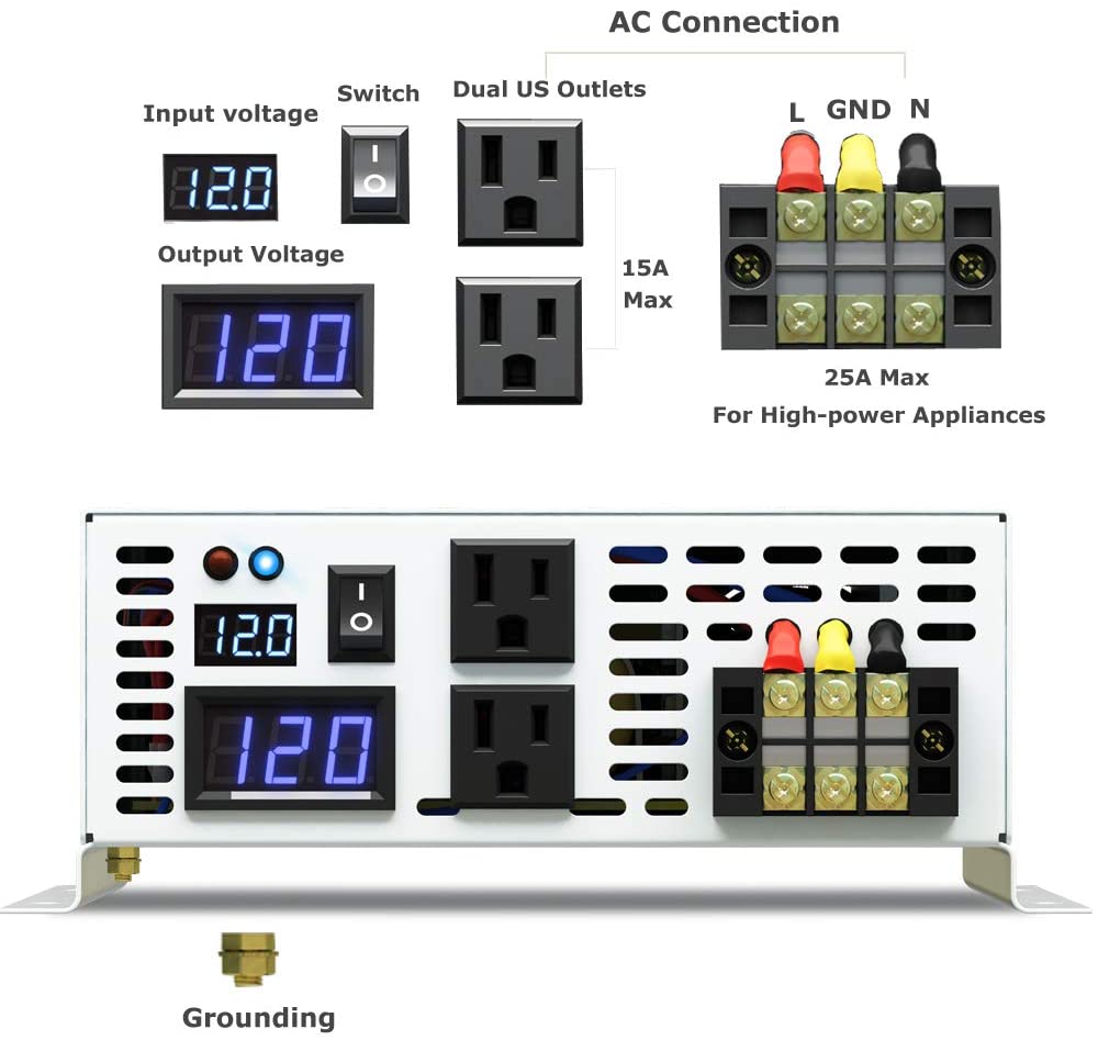 Inverter Daya Gelombang Sinus  - Inverter Pure Sine Wave 60Hz 120V 3000W ulasan dan harga