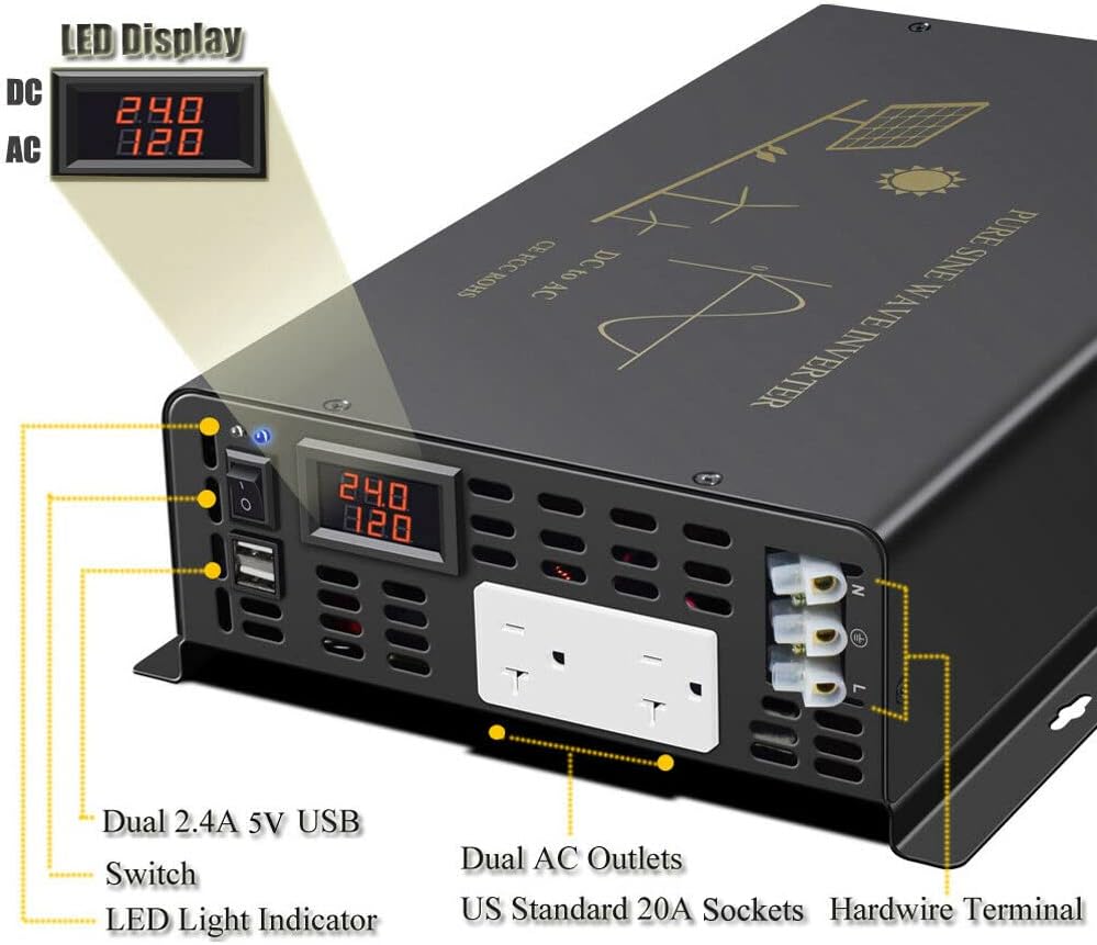 Generator Inverter Tenaga Sury - Inverter Pure Sine Wave 60Hz 120V 3000W ulasan dan harga